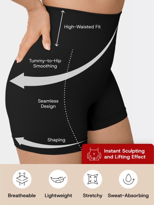 High - Waisted Shaper Boyshorts, Black - Nuderie