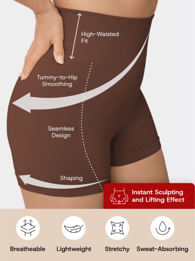High - Waisted Shaper Boyshorts, Chocolate - Nuderie
