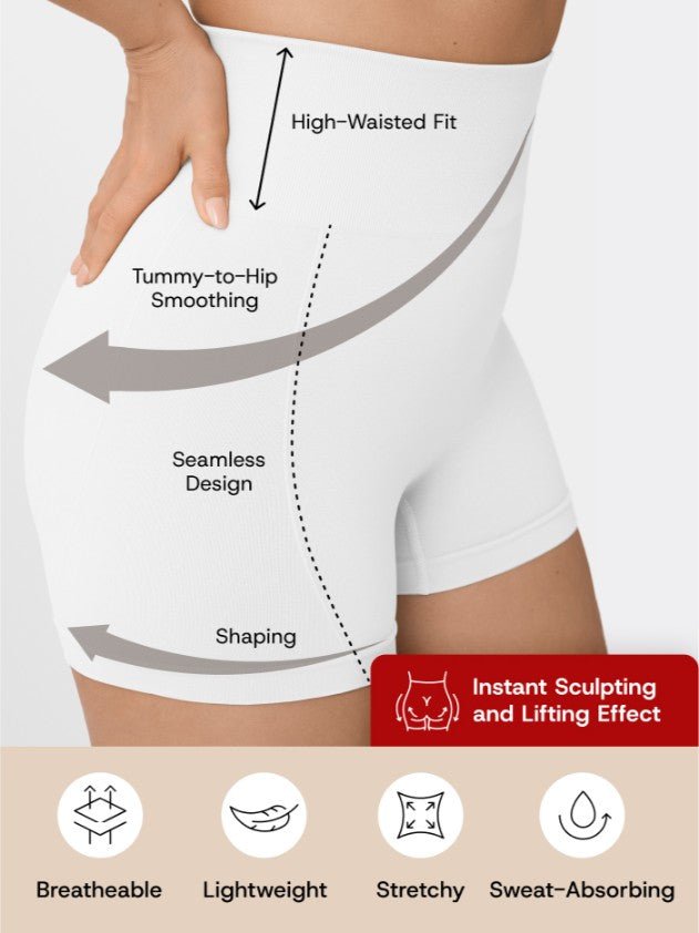 High - Waisted Shaper Boyshorts, White - Nuderie