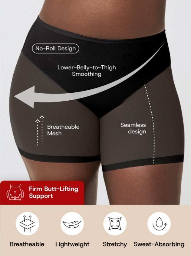 Mesh Shaper Shorts, Black - Nuderie