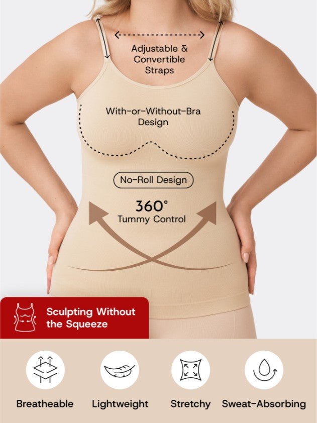 Every Day Scoop Neck Cami, Beige - Nuderie