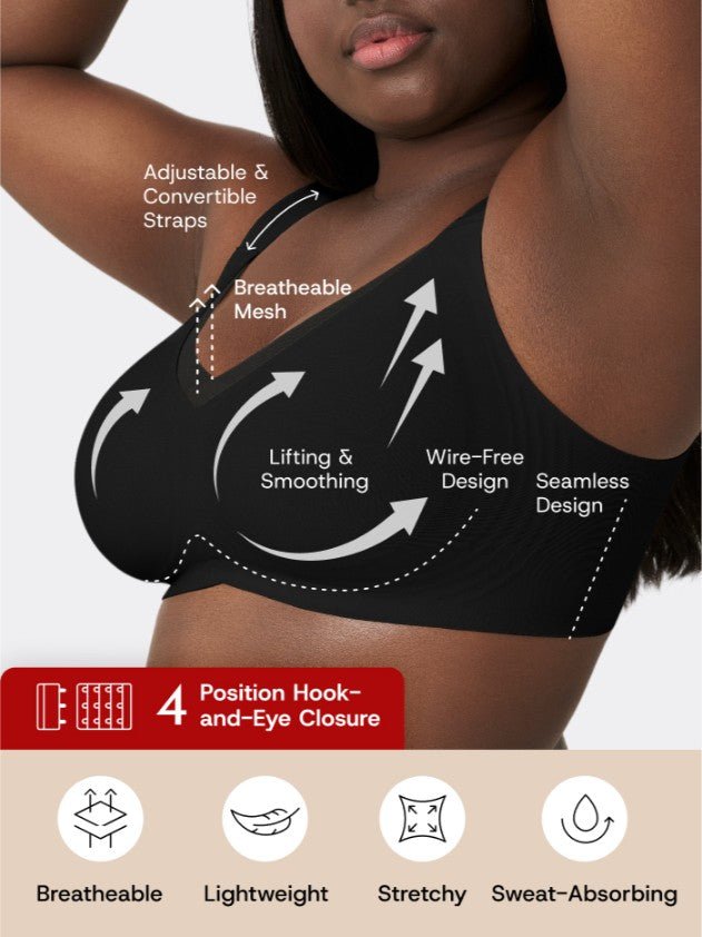 Second Skin Wireless Shaper Bra, Black - Nuderie