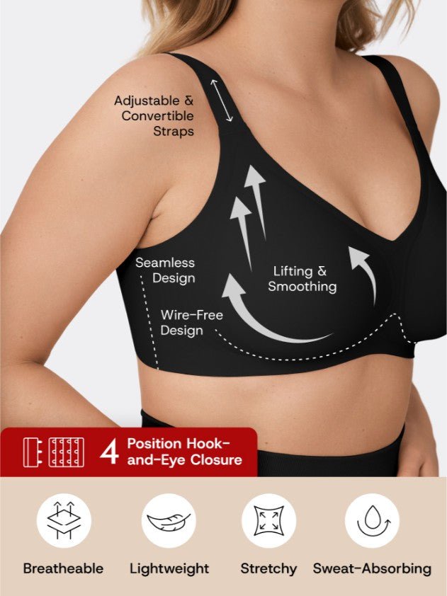 Supportive Comfort Wireless Shaping Bra, Black - Nuderie