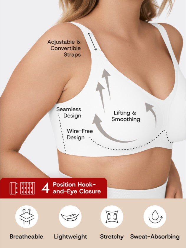 Supportive Comfort Wireless Shaping Bra, White - Nuderie