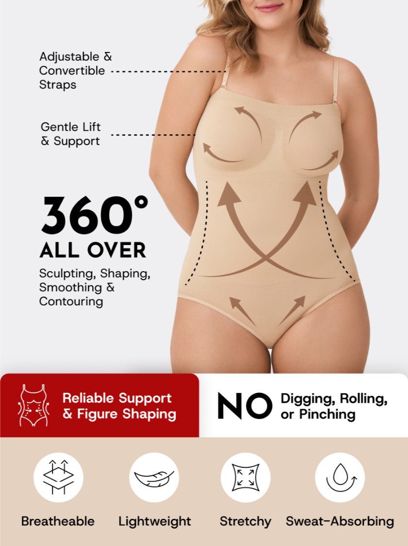 Snatched Shapewear Bodysuit, Beige - Nuderie