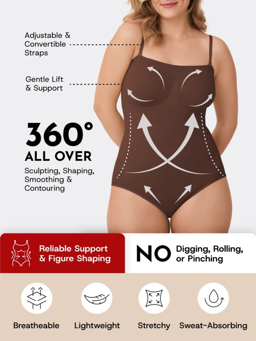 Snatched Shapewear Bodysuit, Chocolate - Nuderie