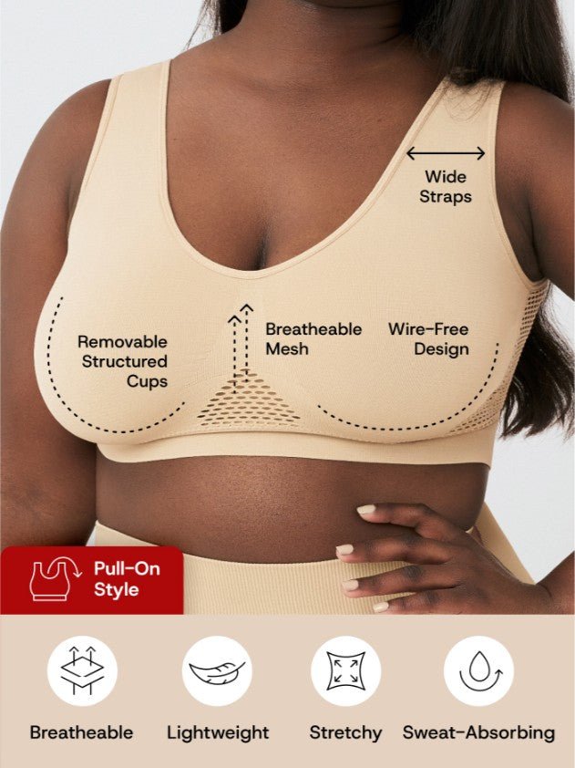 Everyday Comfort Straps Wireless Shaping Bralette, Beige - Nuderie