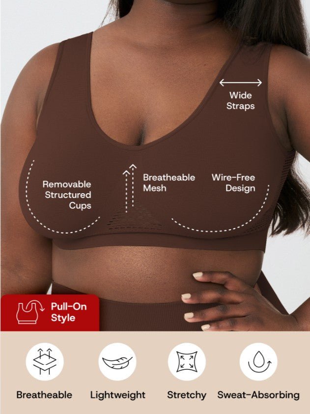 Everyday Comfort Straps Wireless Shaping Bralette, Chocolate - Nuderie