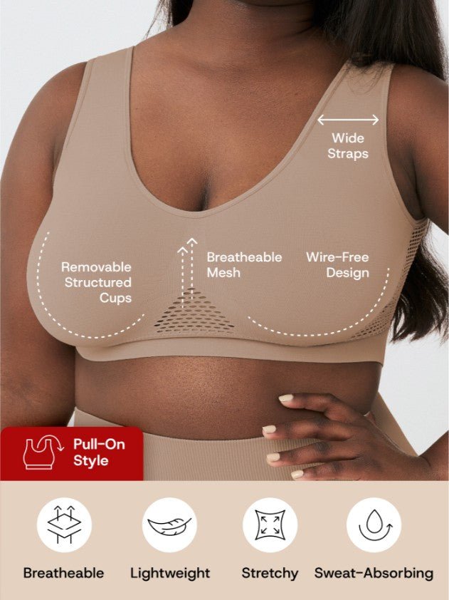 Everyday Comfort Straps Wireless Shaping Bralette, Latte - Nuderie