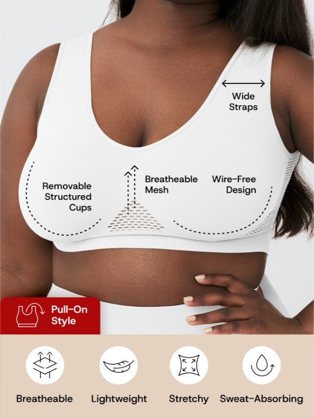 Everyday Comfort Straps Wireless Shaping Bralette, White - Nuderie