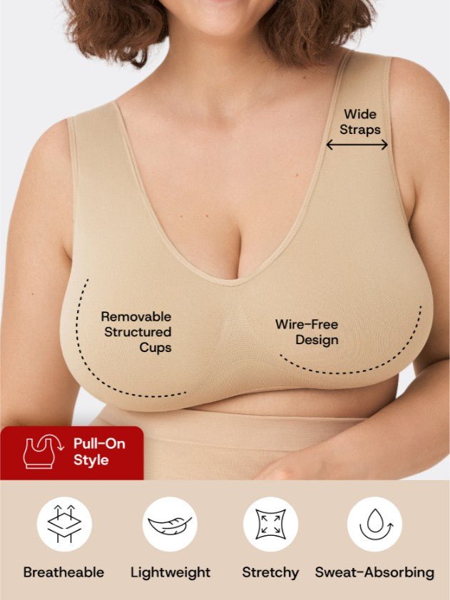 Throw - on Wireless Shaping Bralette, Beige - Nuderie