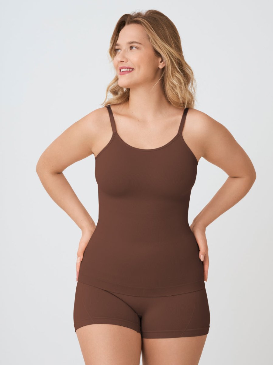 Every Day Scoop Neck Cami, Chocolate - Nuderie