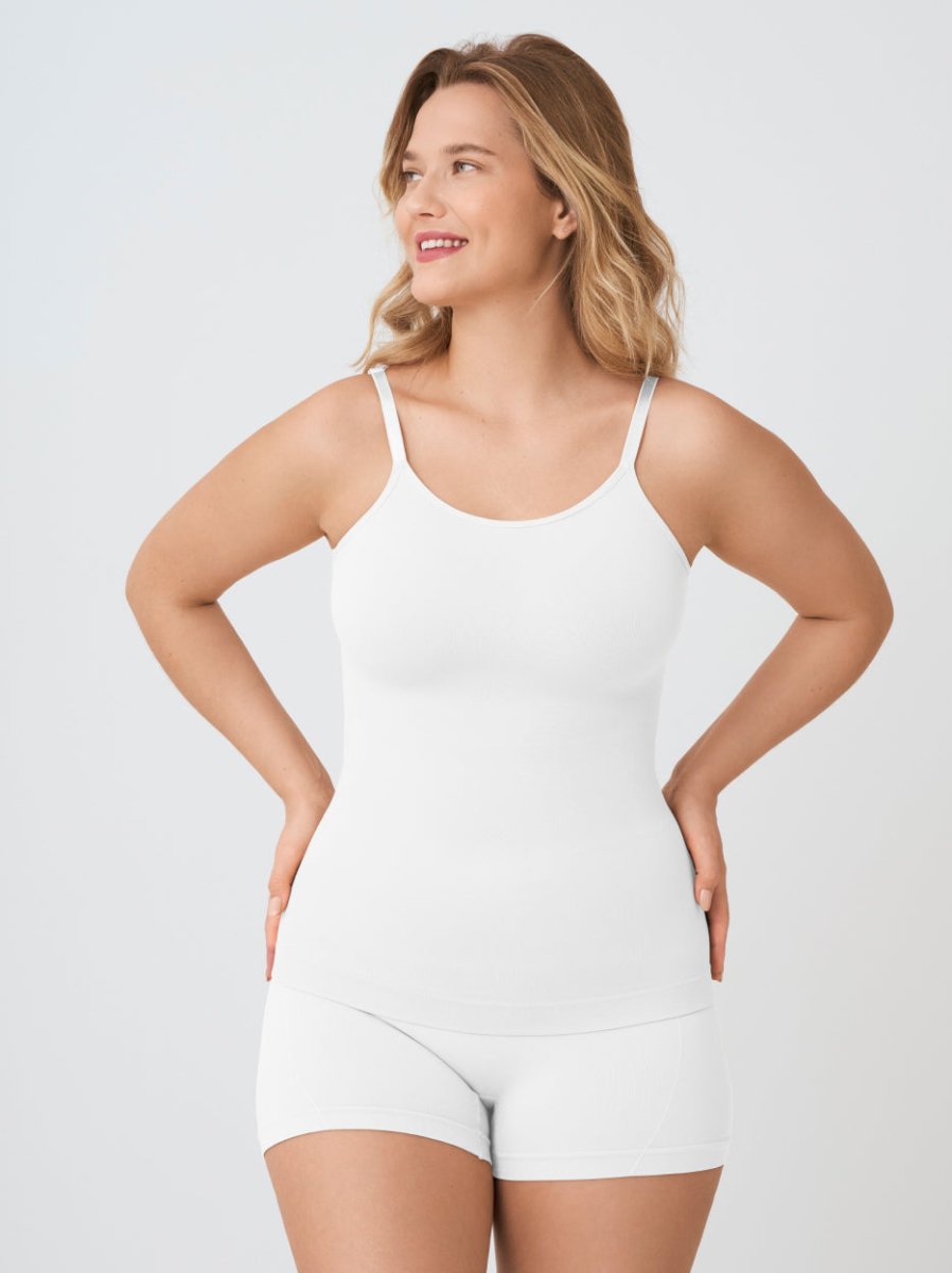 Every Day Scoop Neck Cami, White - Nuderie