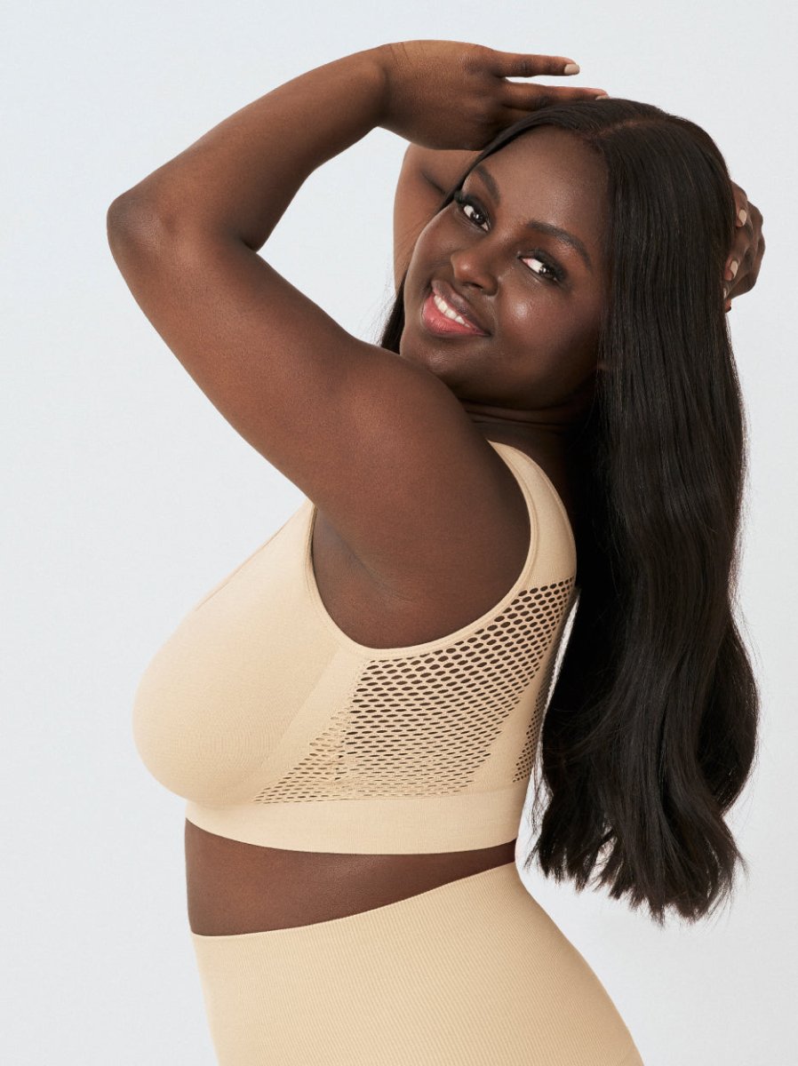 Everyday Comfort Straps Wireless Shaping Bralette, Beige - Nuderie