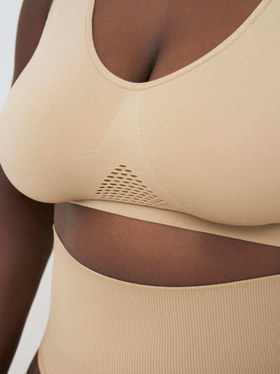 Everyday Comfort Straps Wireless Shaping Bralette, Beige - Nuderie