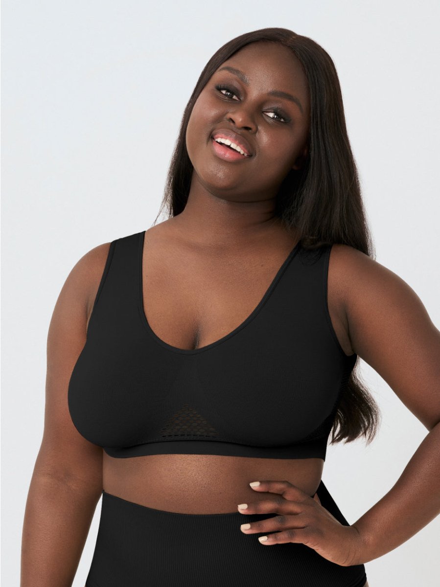 Everyday Comfort Straps Wireless Shaping Bralette, Black - Nuderie
