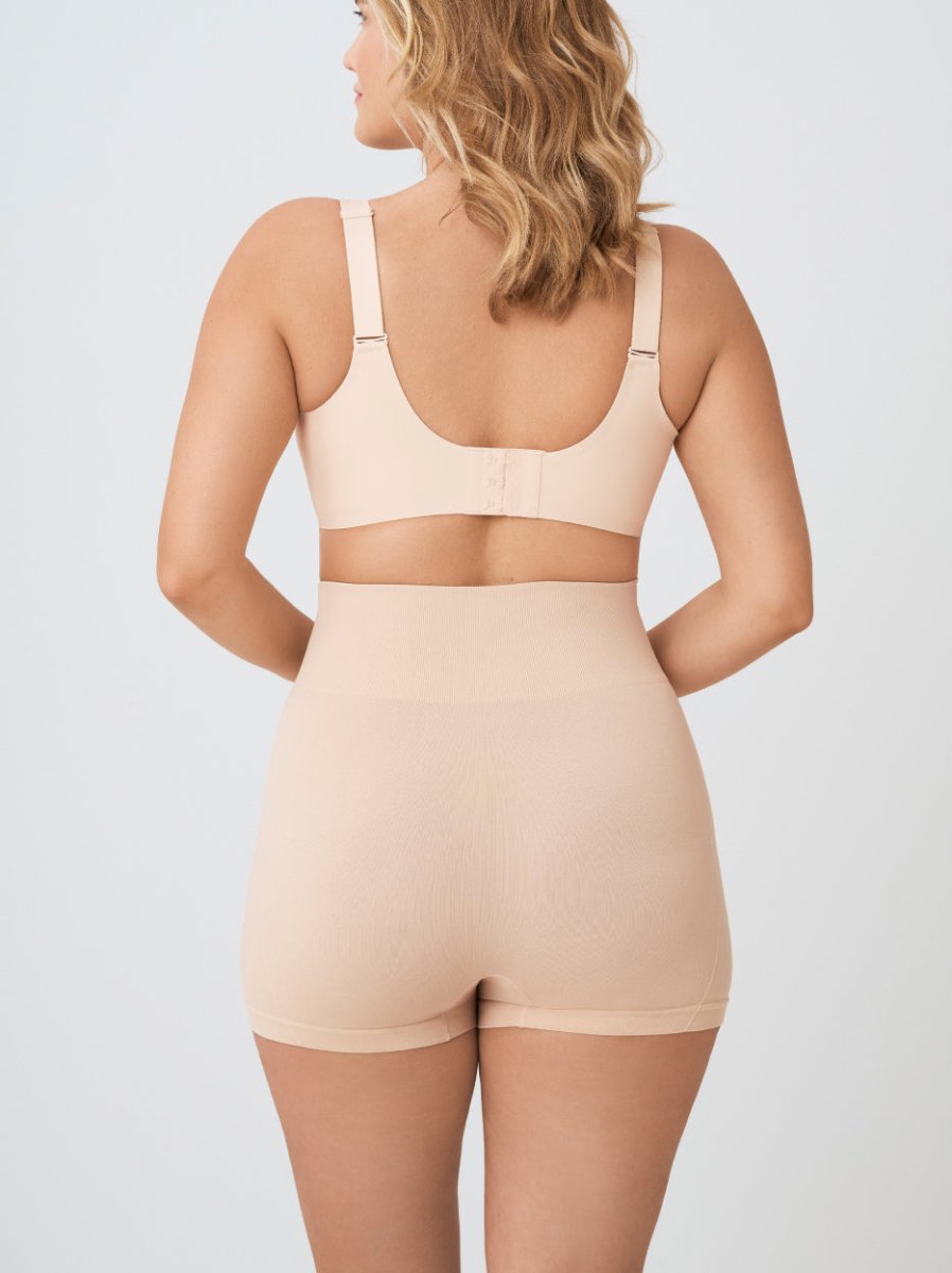 High - Waisted Shaper Boyshorts, Beige - Nuderie