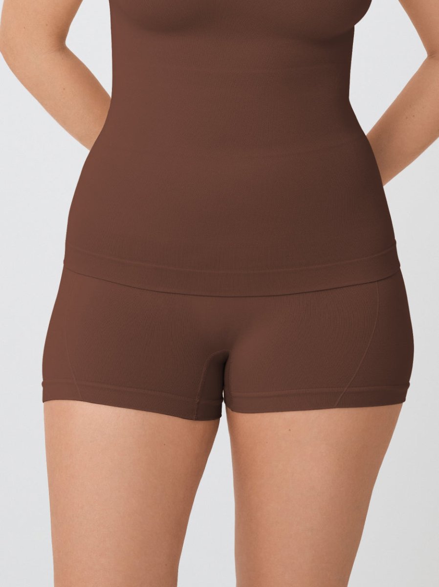 High - Waisted Shaper Boyshorts, Chocolate - Nuderie