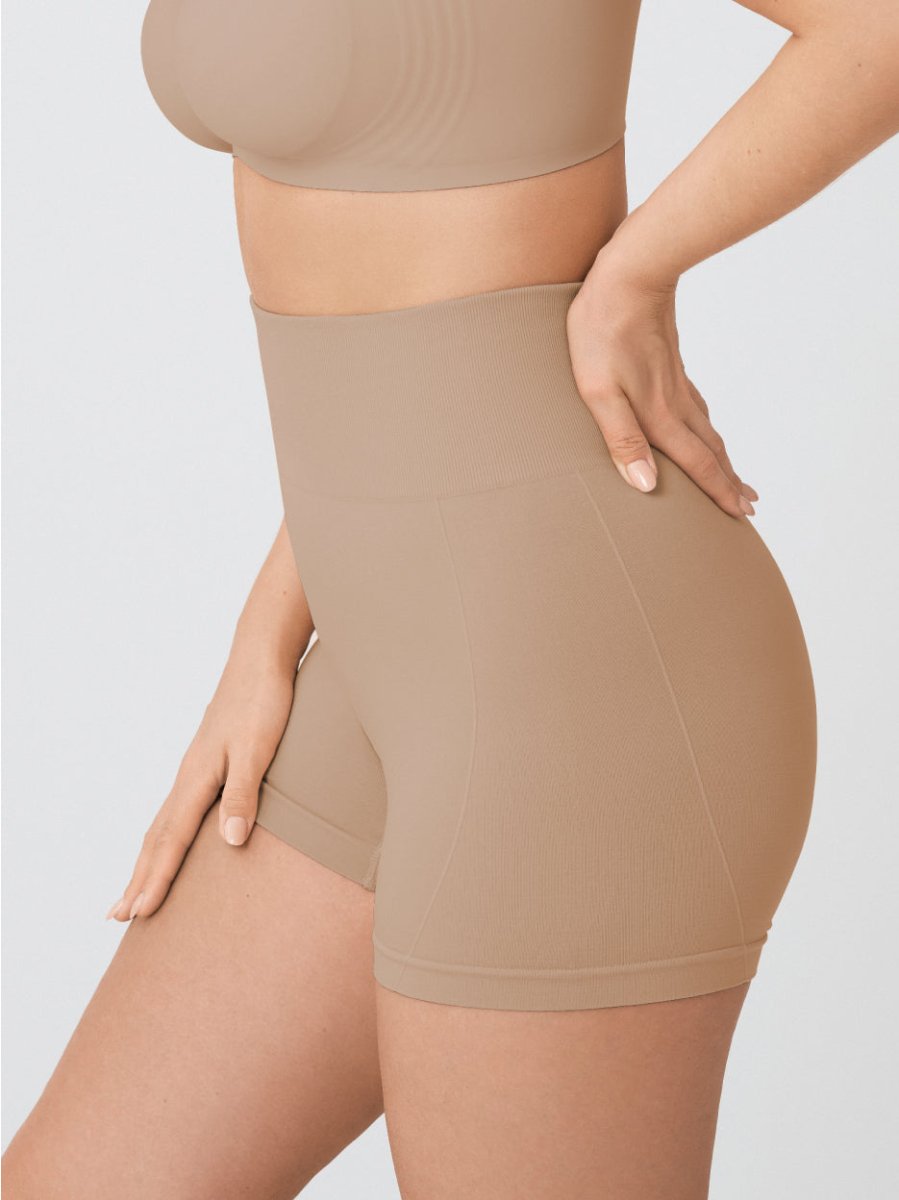 High - Waisted Shaper Boyshorts, Latte - Nuderie