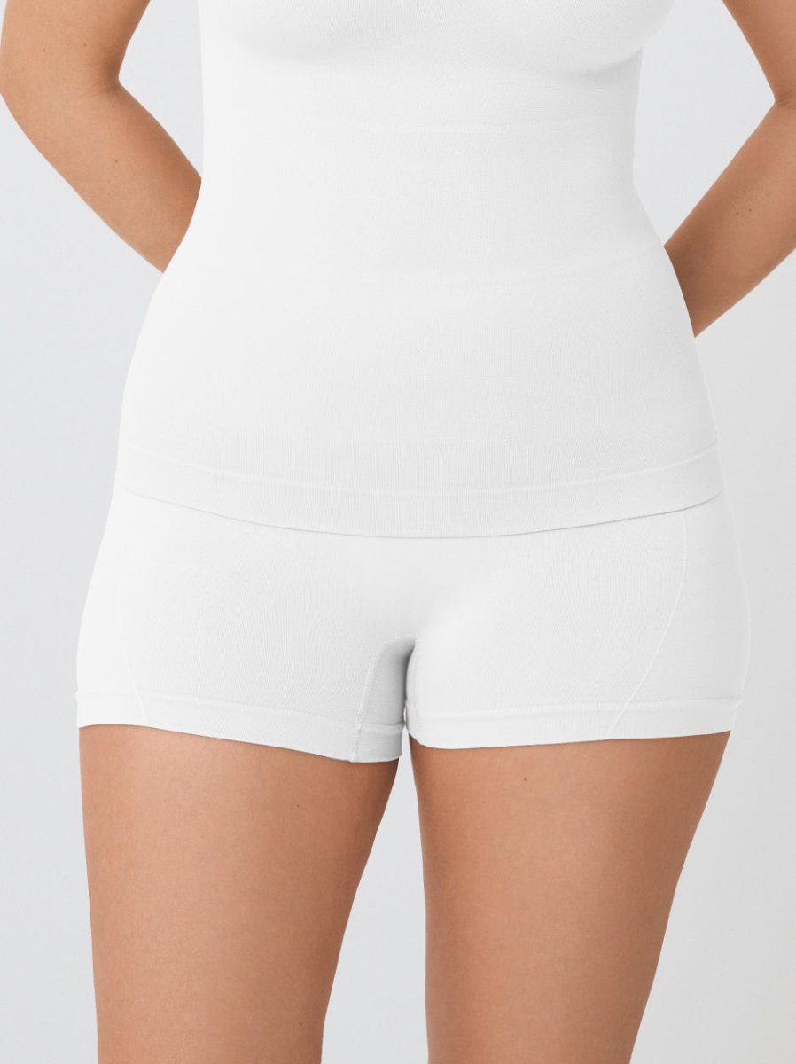 High - Waisted Shaper Boyshorts, White - Nuderie