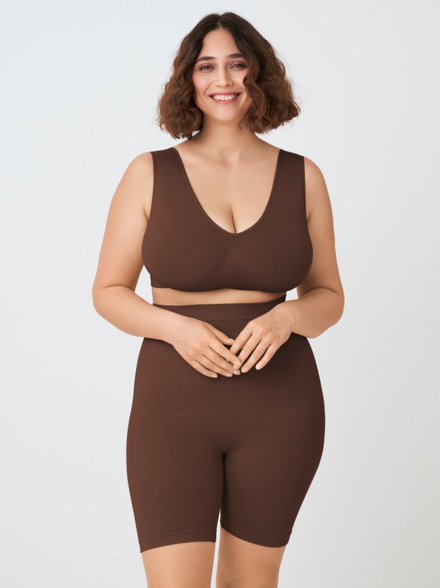 High - Waisted Shaper Shorts, Chocolate - Nuderie