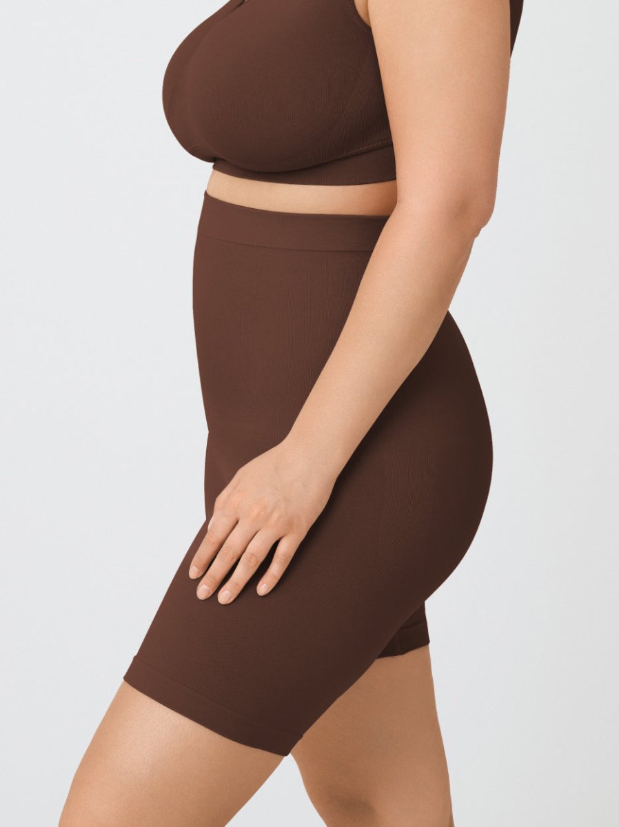 High - Waisted Shaper Shorts, Chocolate - Nuderie