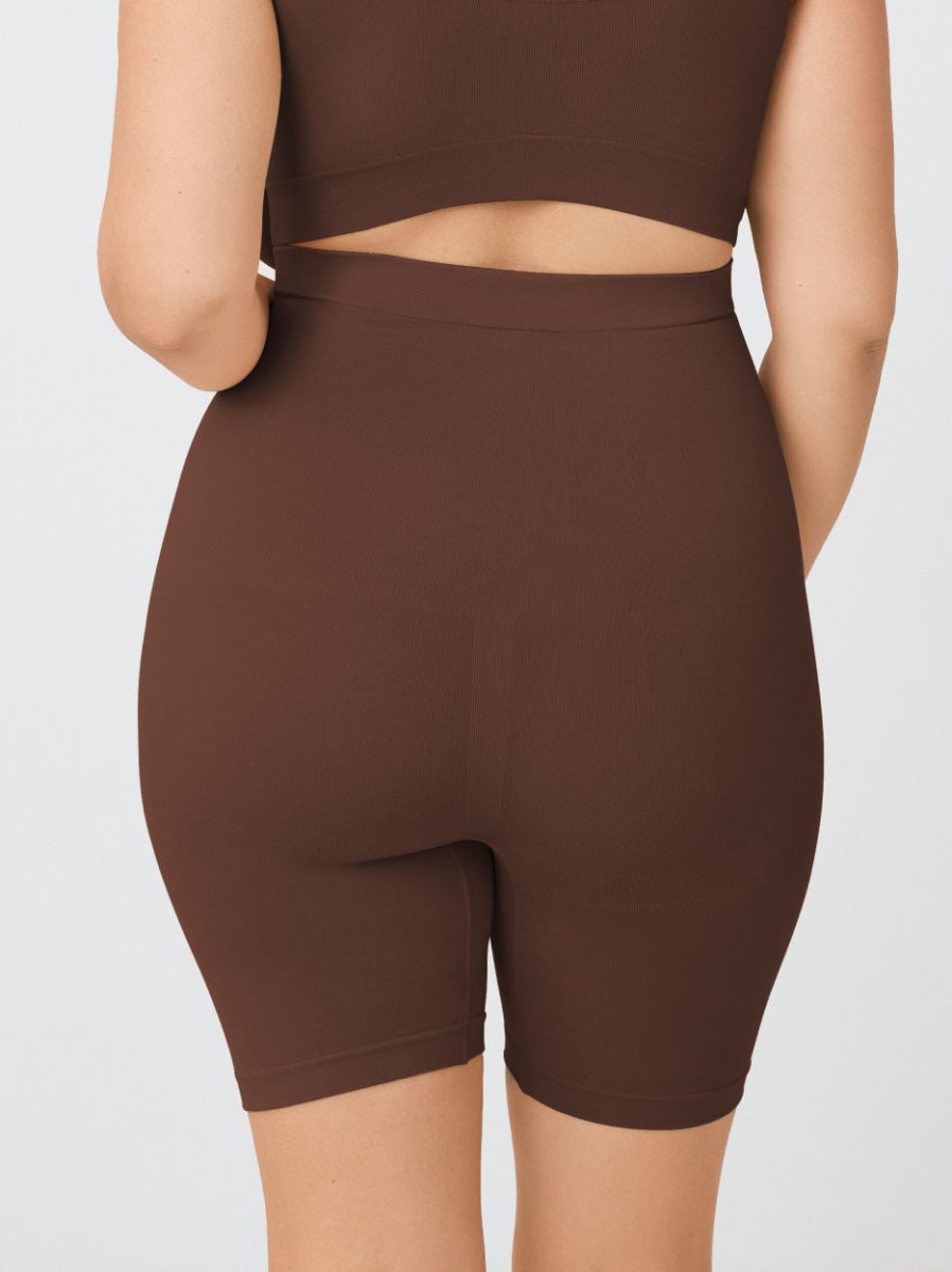 High - Waisted Shaper Shorts, Chocolate - Nuderie