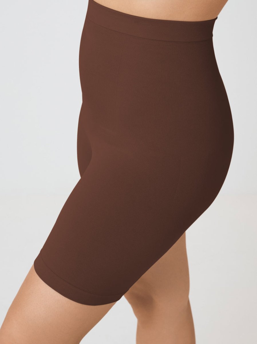 High - Waisted Shaper Shorts, Chocolate - Nuderie