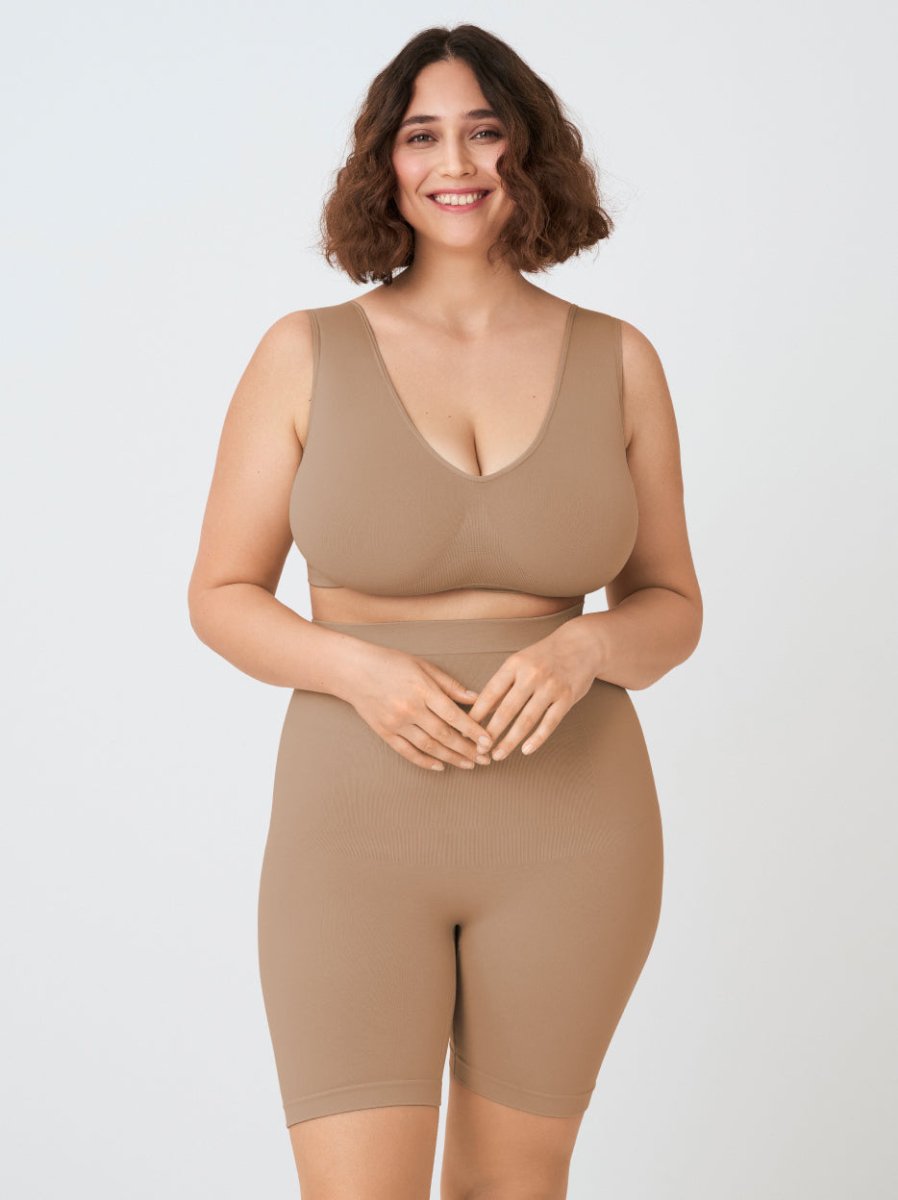 High - Waisted Shaper Shorts, Latte - Nuderie
