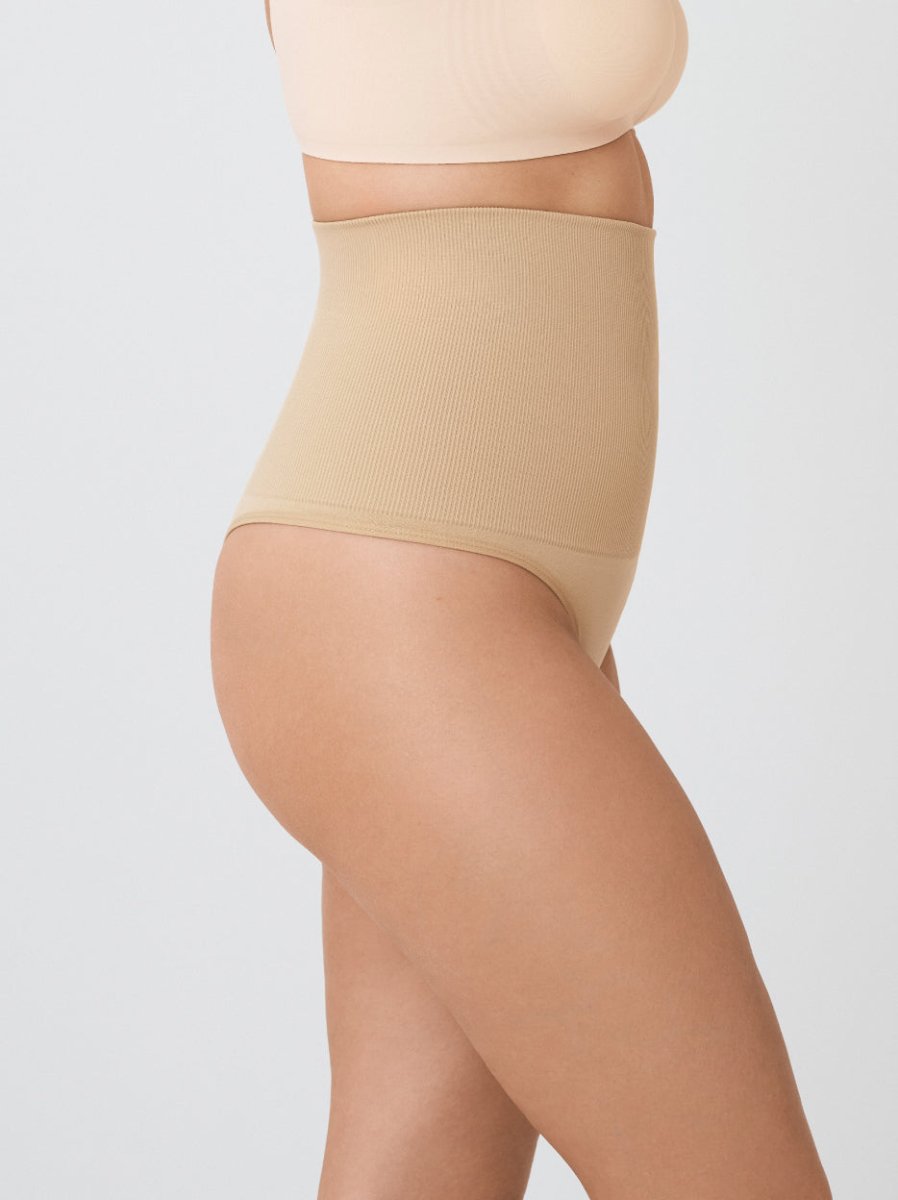 High - Waisted Shaper Thong, Beige - Nuderie