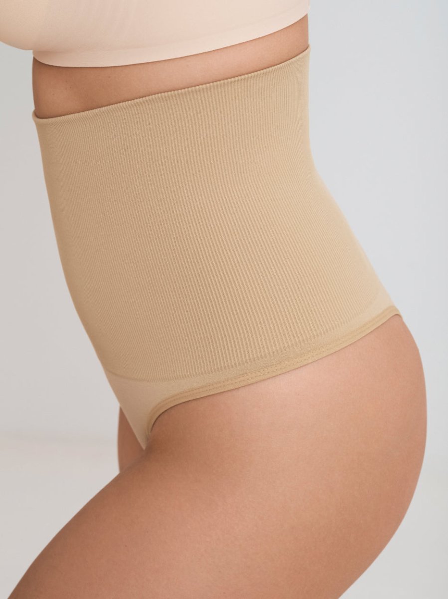High - Waisted Shaper Thong, Beige - Nuderie