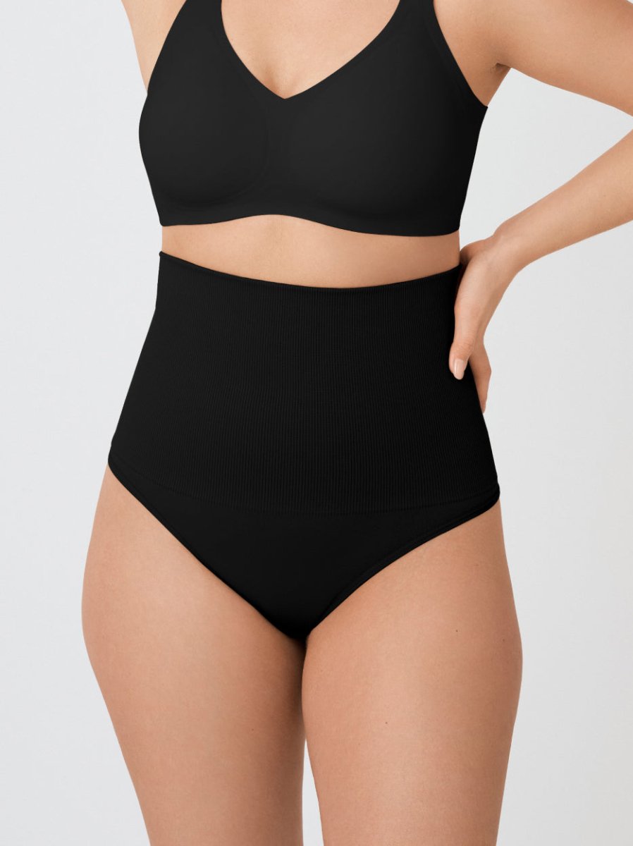 High - Waisted Shaper Thong, Black - Nuderie