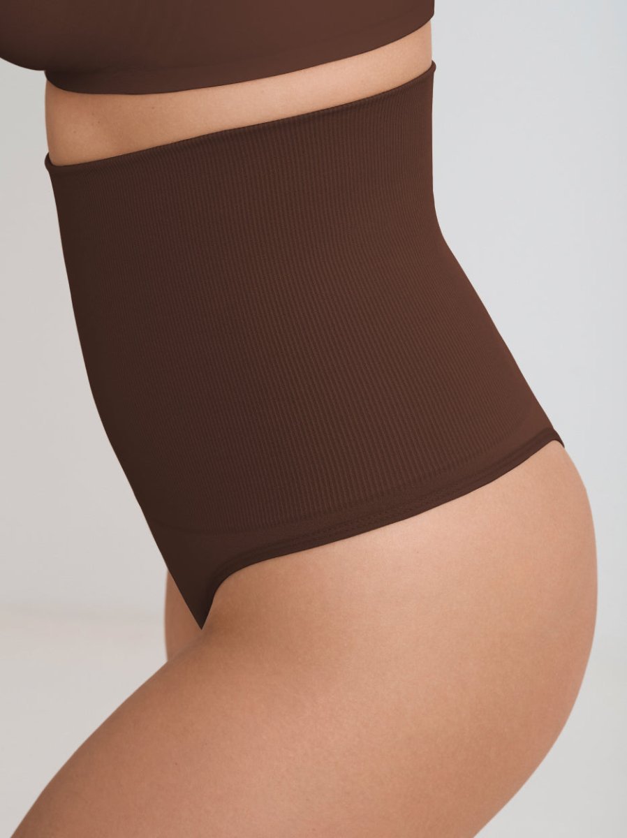 High - Waisted Shaper Thong, Chocolate - Nuderie