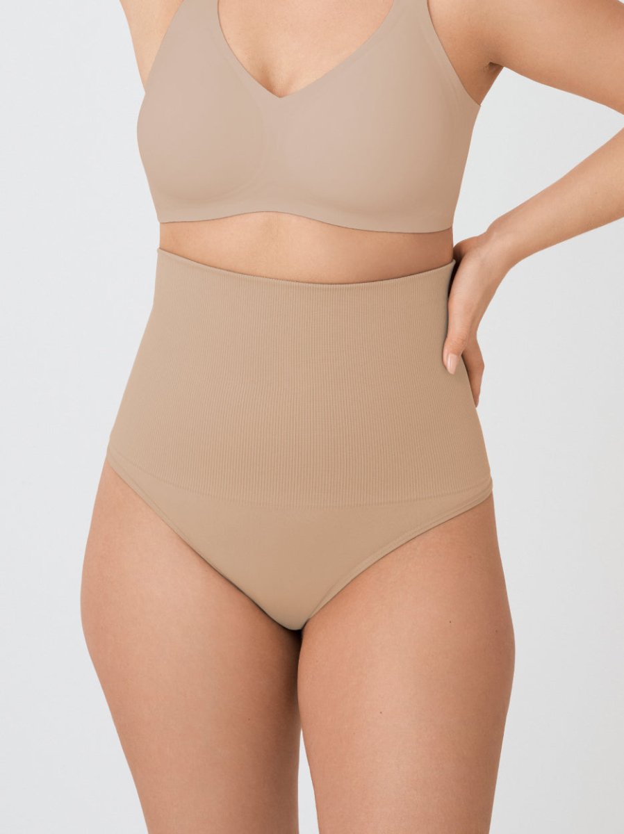 High - Waisted Shaper Thong, Latte - Nuderie