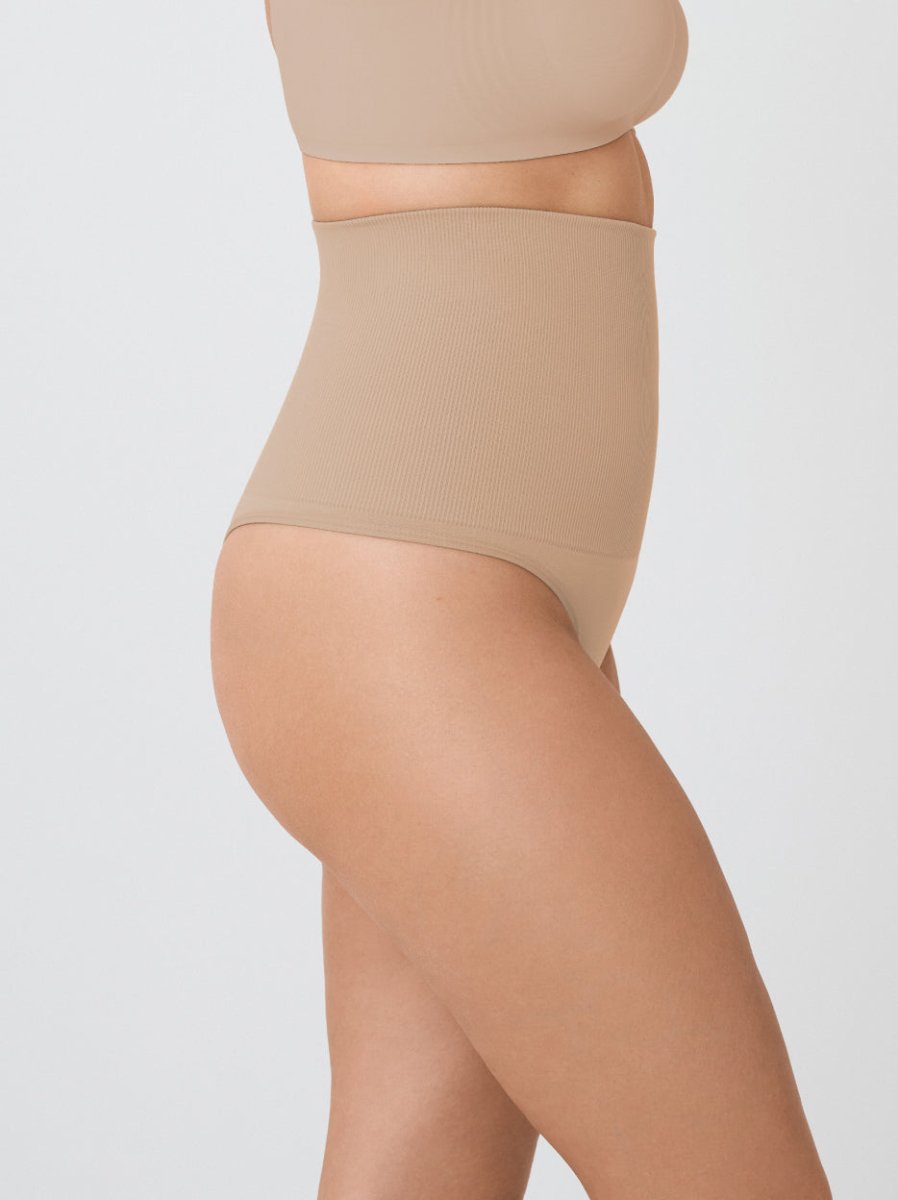 High - Waisted Shaper Thong, Latte - Nuderie