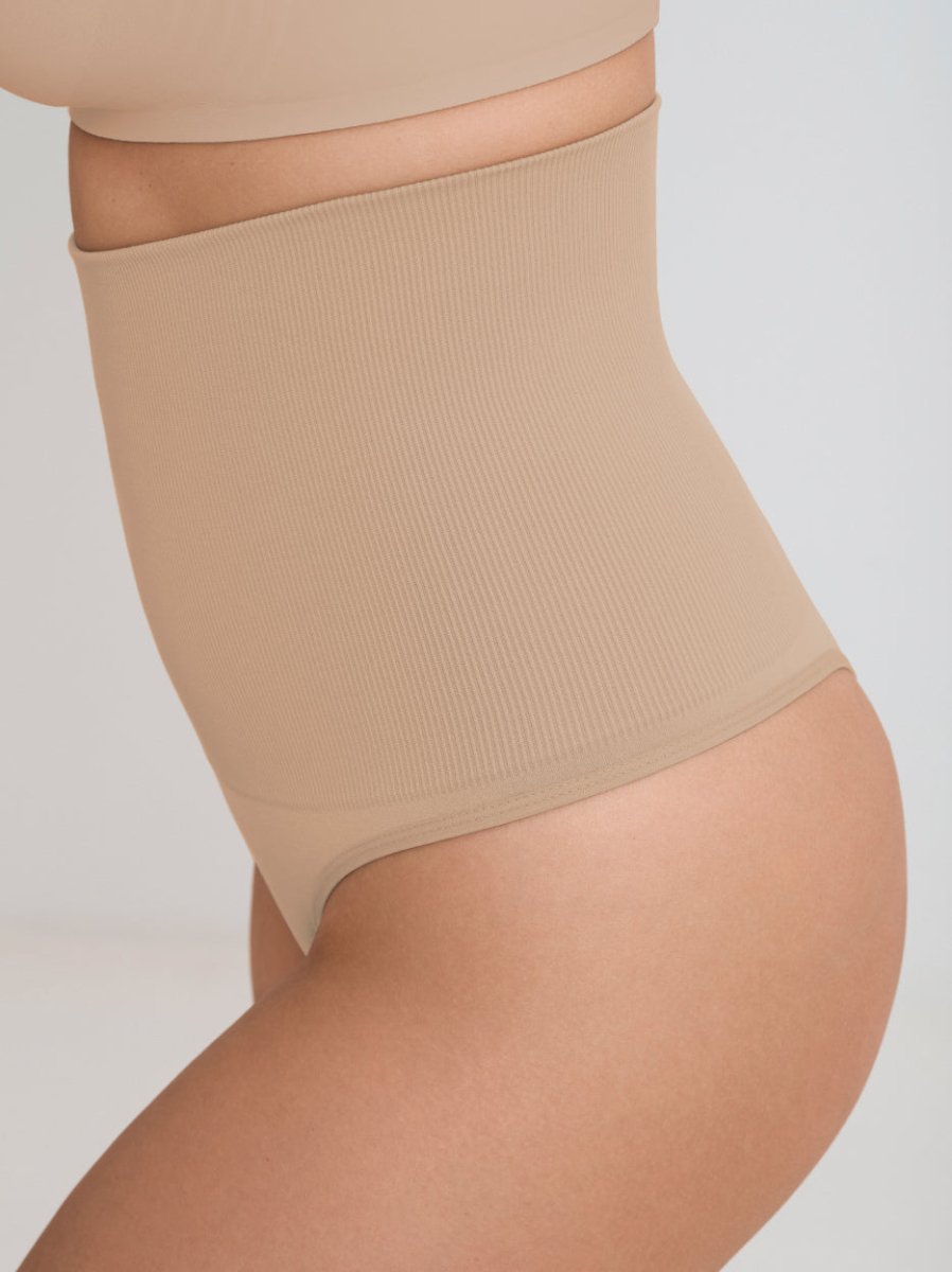 High - Waisted Shaper Thong, Latte - Nuderie
