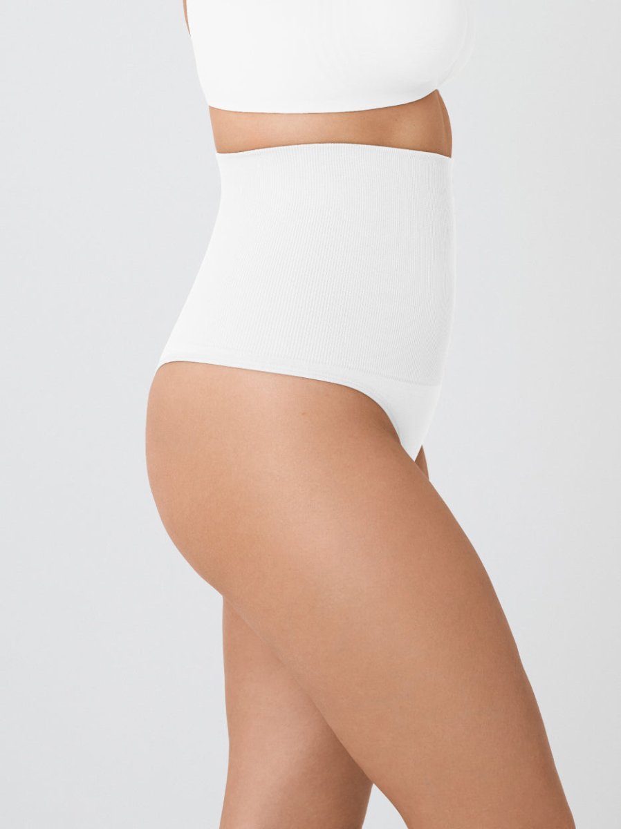 High - Waisted Shaper Thong, White - Nuderie