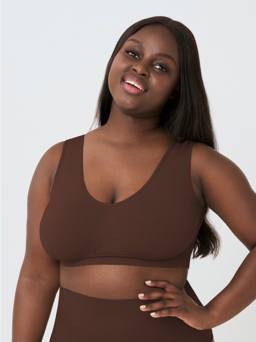Everyday Comfort Straps Wireless Shaping Bralette, Chocolate - Nuderie