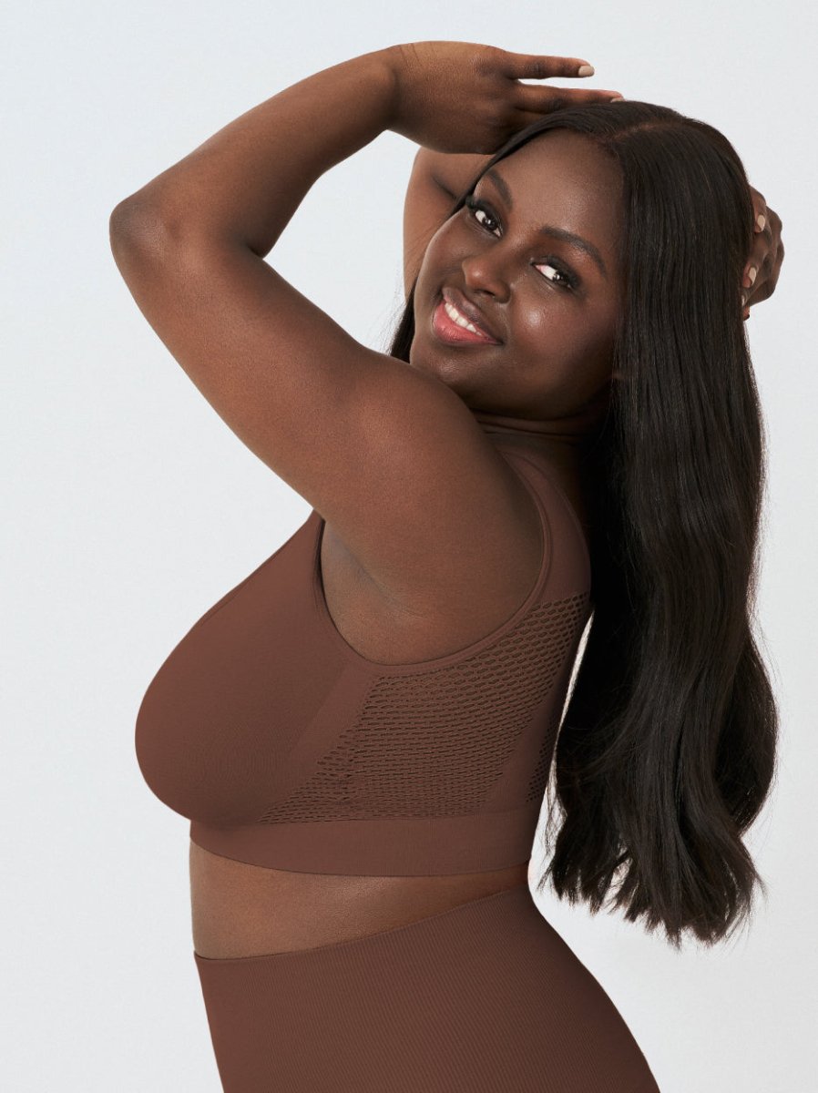 Everyday Comfort Straps Wireless Shaping Bralette, Chocolate - Nuderie