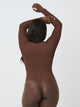 Long Sleeve Shapewear Bodysuit Thong, Chocolate