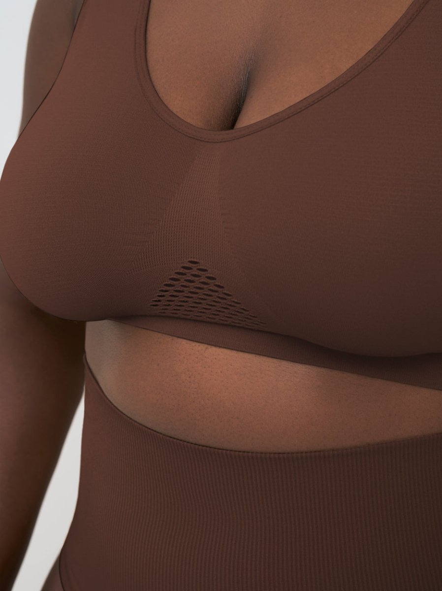 Everyday Comfort Straps Wireless Shaping Bralette, Chocolate - Nuderie