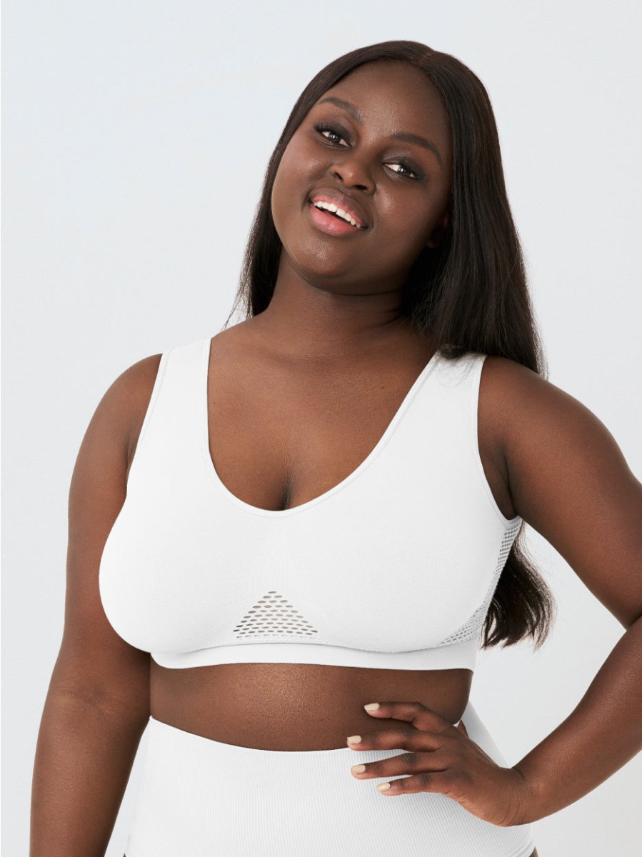 Everyday Comfort Straps Wireless Shaping Bralette, White - Nuderie