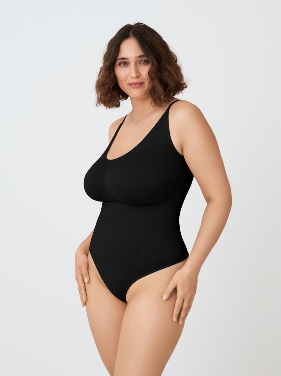Scoop Neck Shapewear Bodysuit, Black - Nuderie