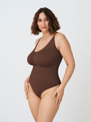 Scoop Neck Shapewear Bodysuit, Chocolate - Nuderie
