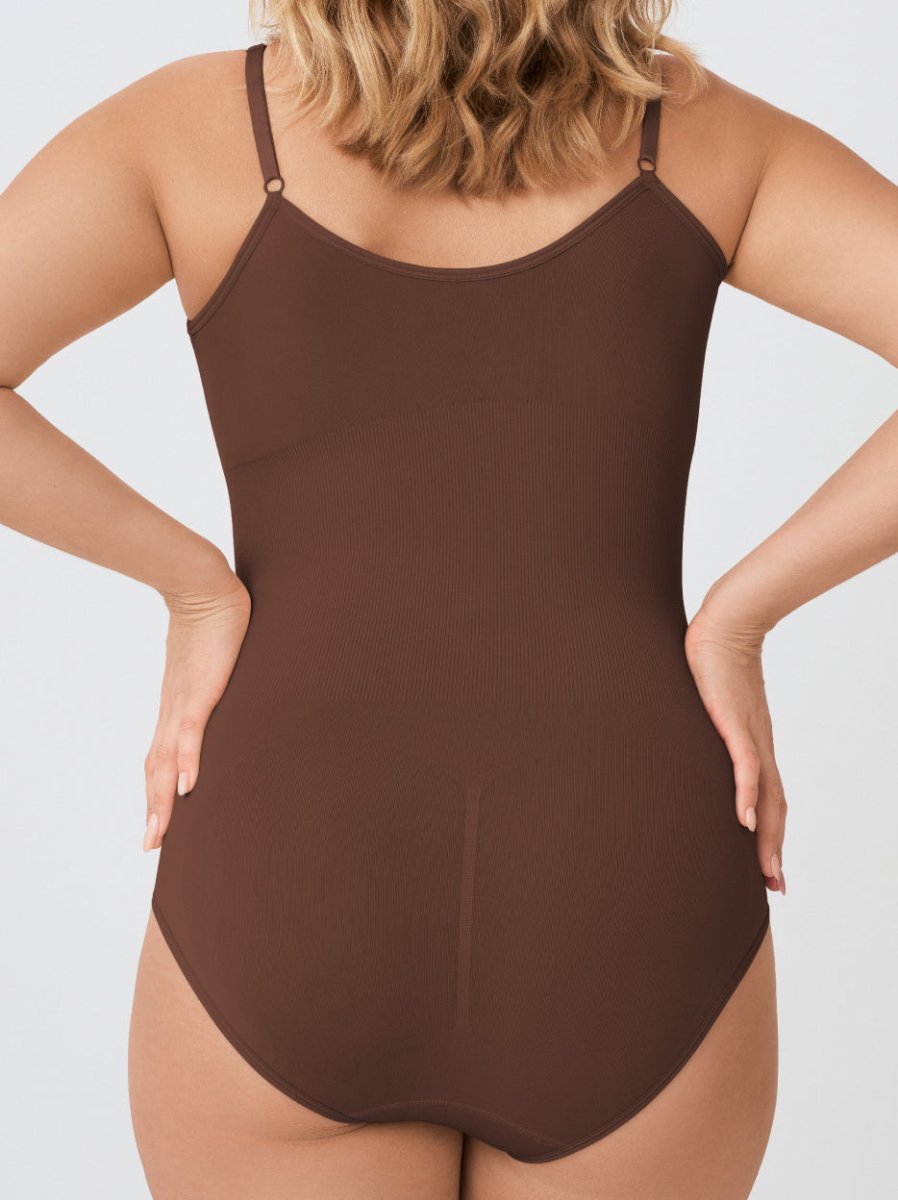 Scoop Neck Shapewear Bodysuit, Chocolate - Nuderie
