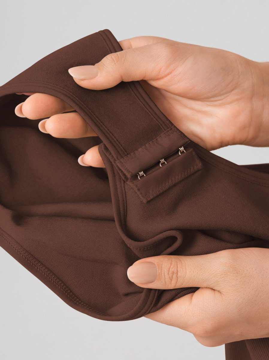 Scoop Neck Shapewear Bodysuit, Chocolate - Nuderie