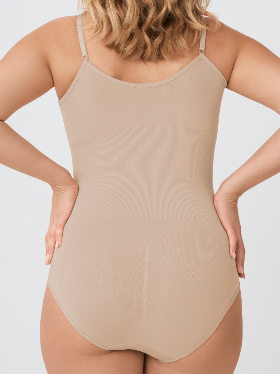 Scoop Neck Shapewear Bodysuit, Latte - Nuderie