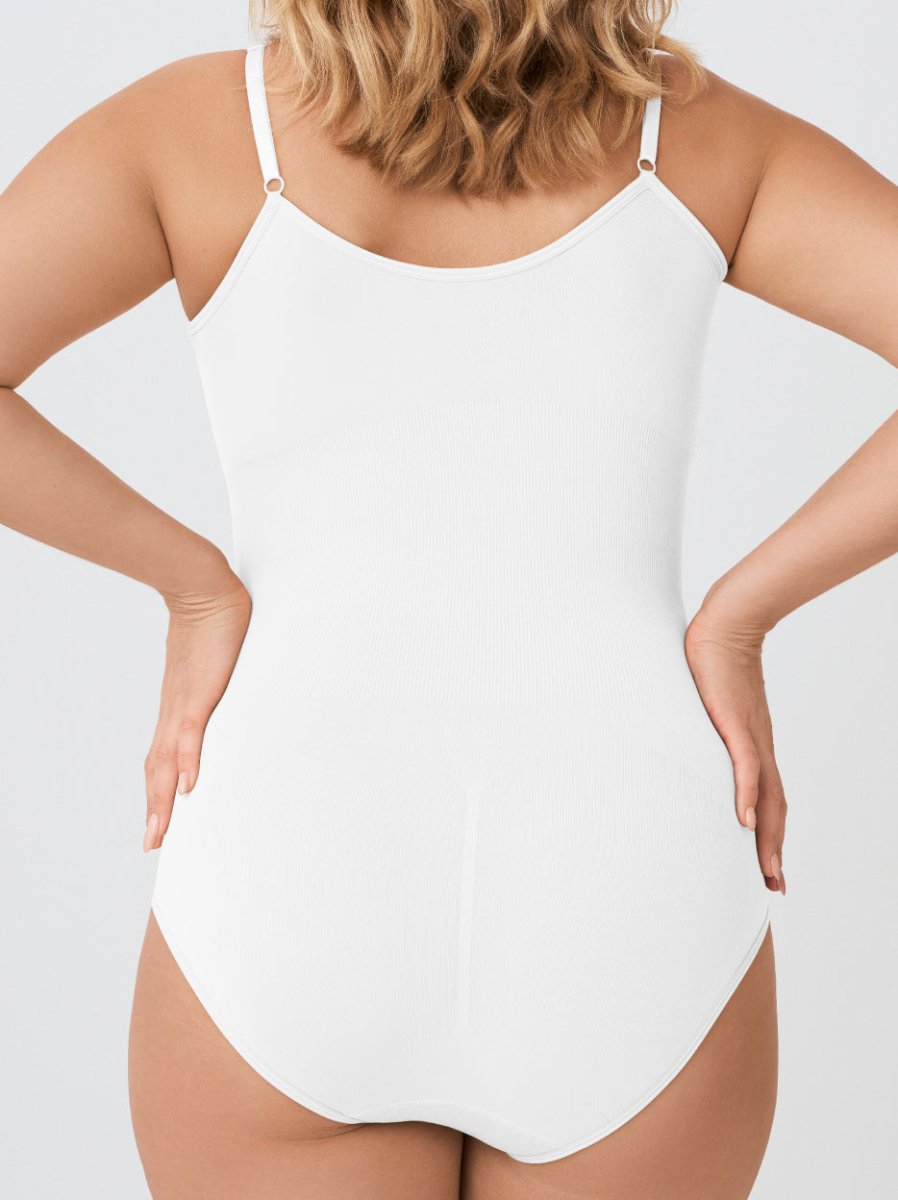 Scoop Neck Shapewear Bodysuit, White - Nuderie