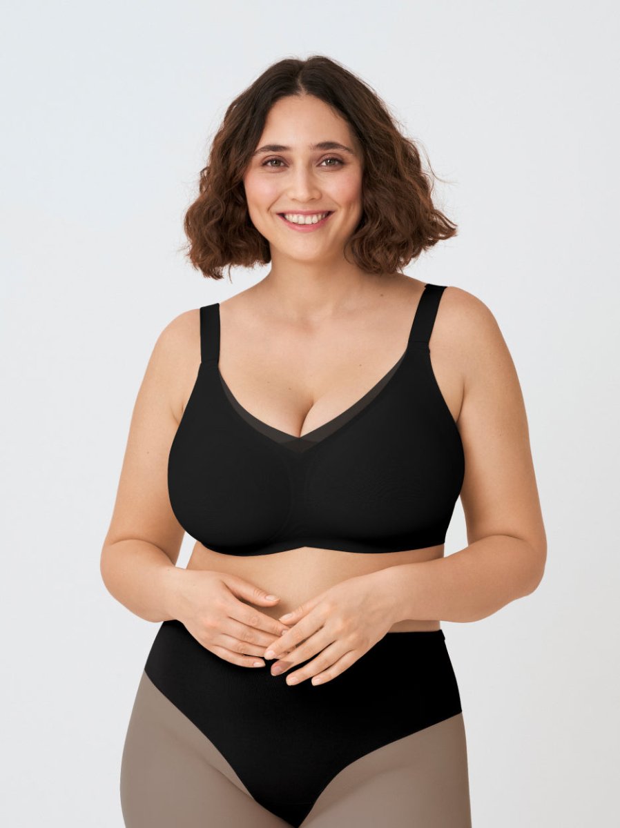 Second Skin Wireless Shaper Bra, Black - Nuderie