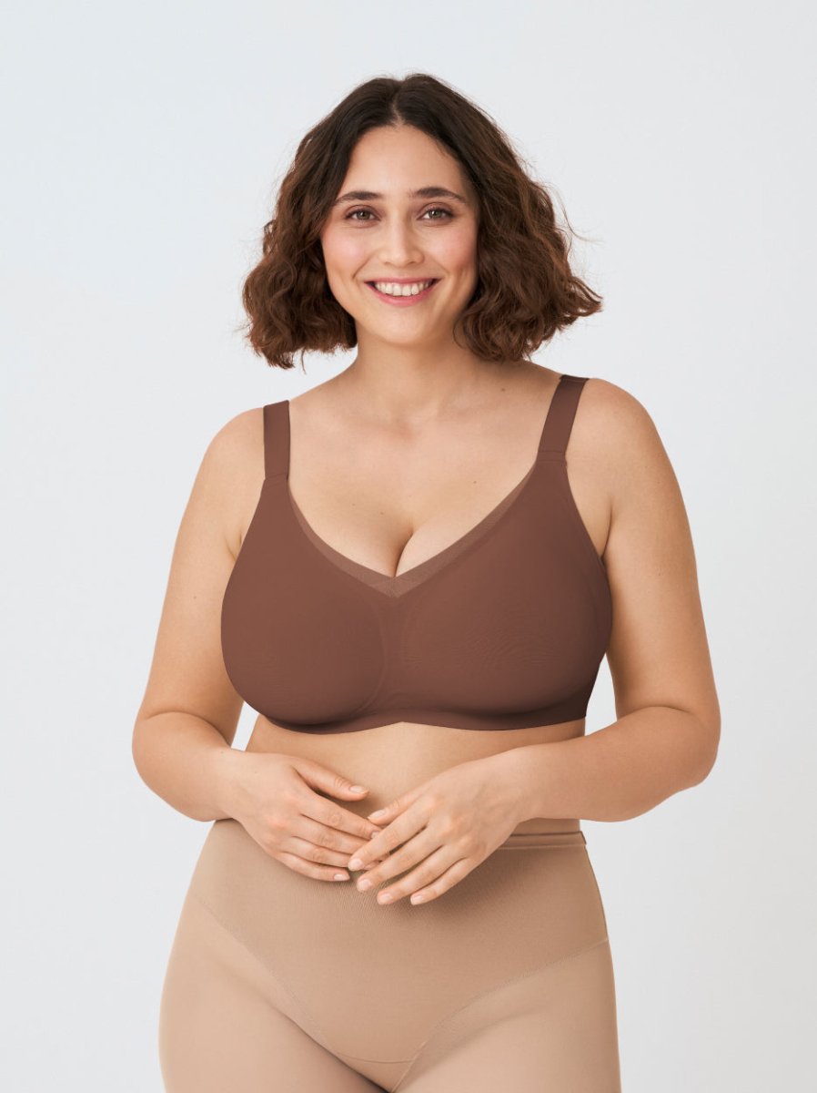 Second Skin Wireless Shaper Bra, Chocolate - Nuderie